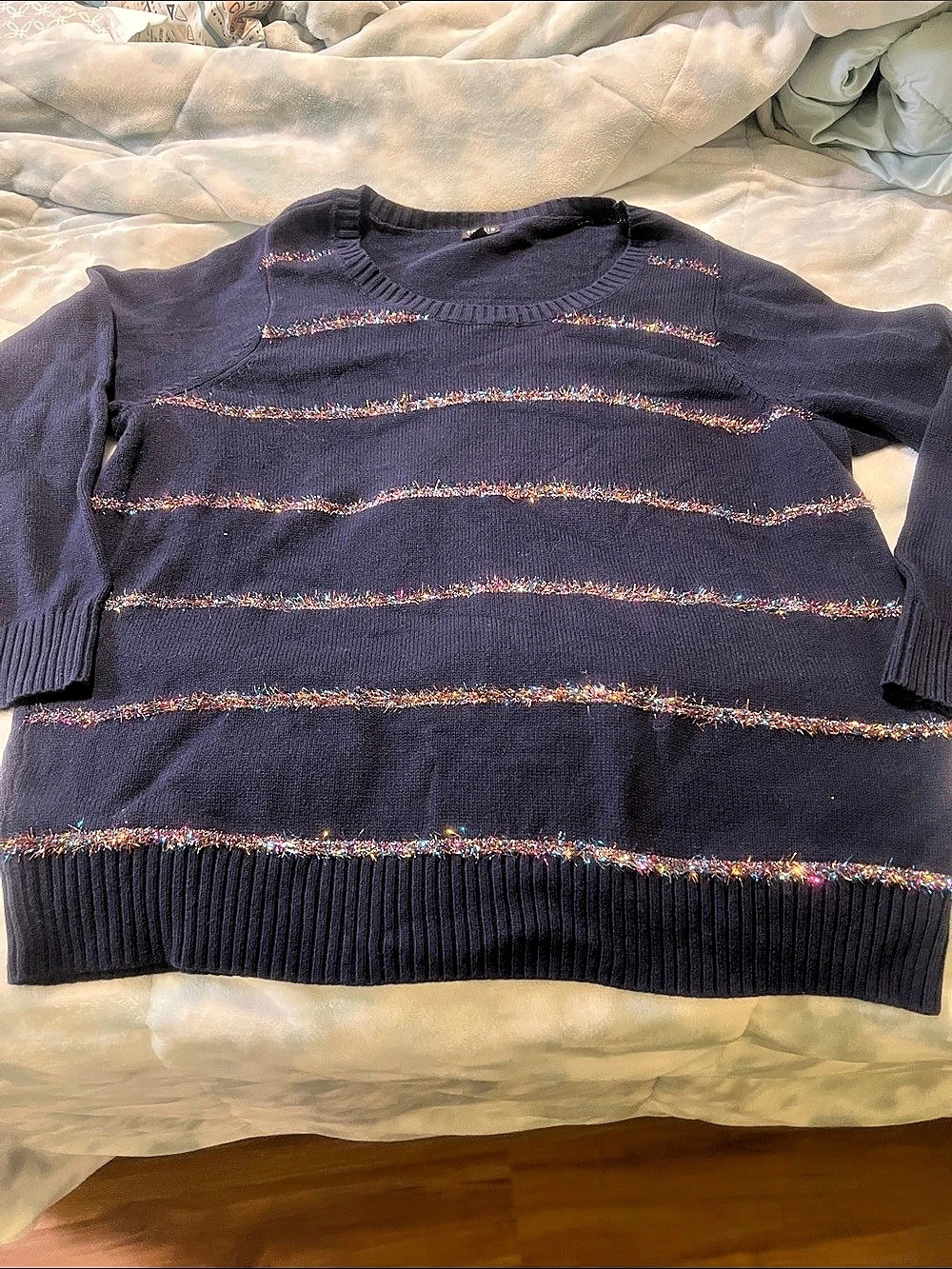 Torrid Tinsel Stripe Holiday Sweater Purple Striped Size 3x